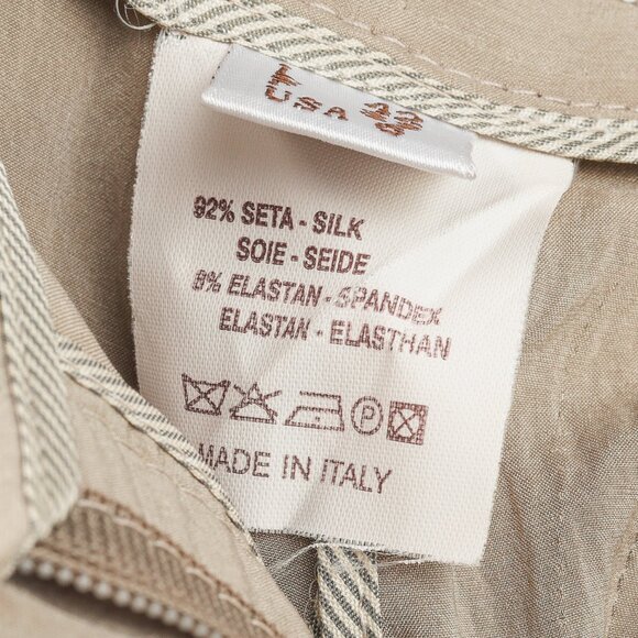 Brunello Cucinelli Taupe Silk Pleated Trousers - Picture 10 of 10